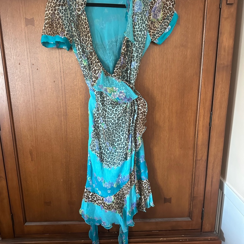 Blumarine Leopard Print and Blue Women's Dress